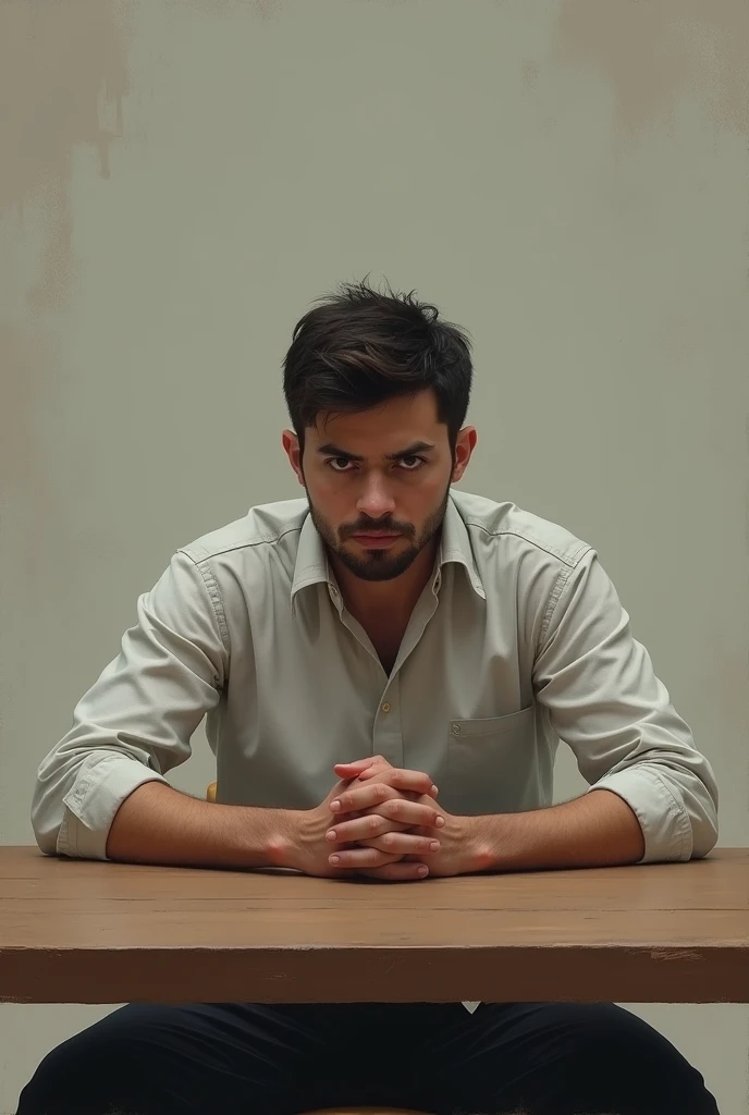 Man with hands on the table