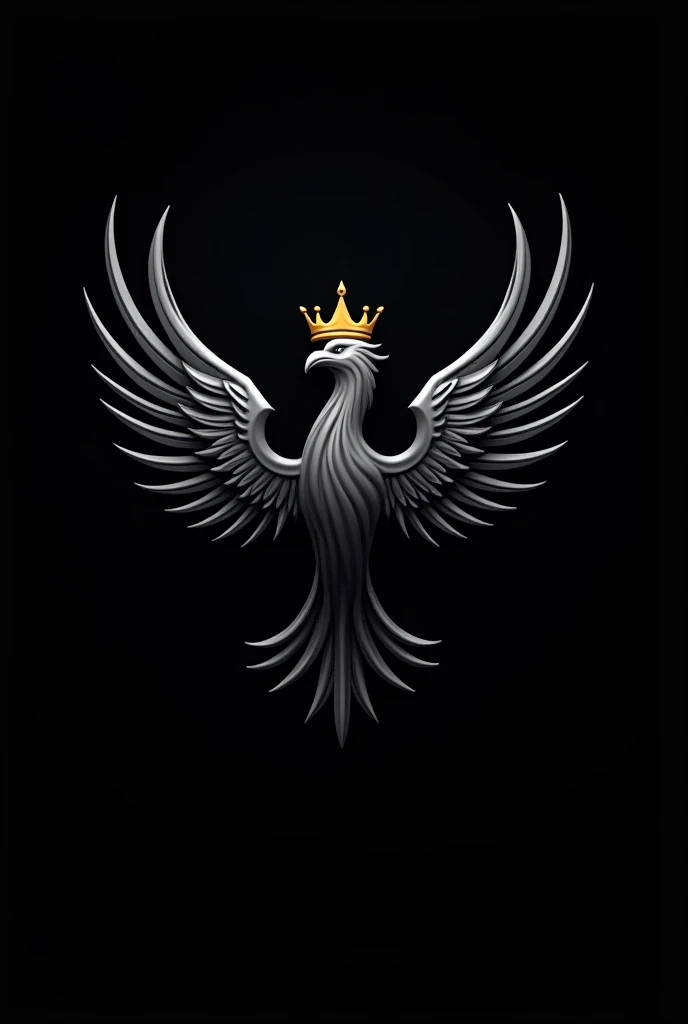 logo for youtube channel with a black phoenix with a crown, with animated black background