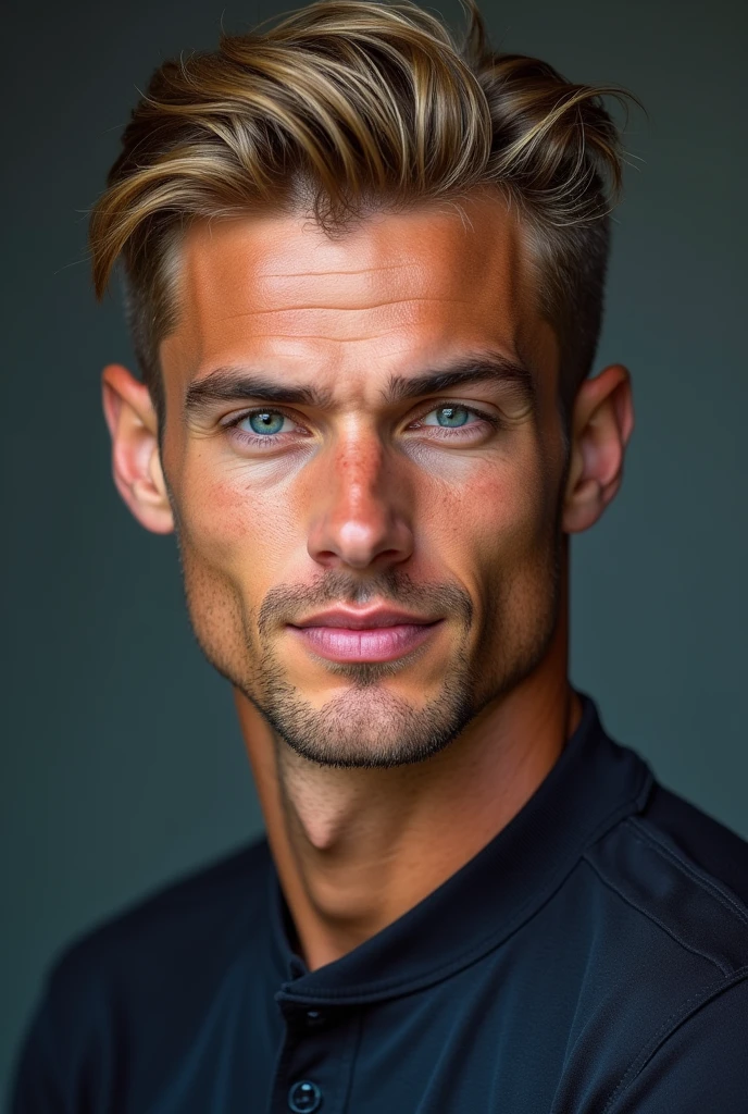 Nicolas Lebeau has blonde hair carefully slicked back, piercing blue eyes that convey determination and confidence. With a charming smile and well-defined facial features, He is known for his handsome looks and elegant style both on and off the field.. His impressive height and athletic physique complete the package of beauty and attraction that make him so desired by French women..