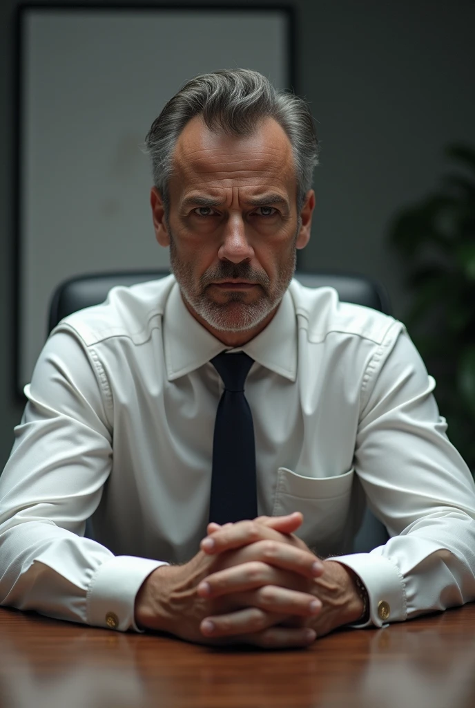 Man with hands on the table