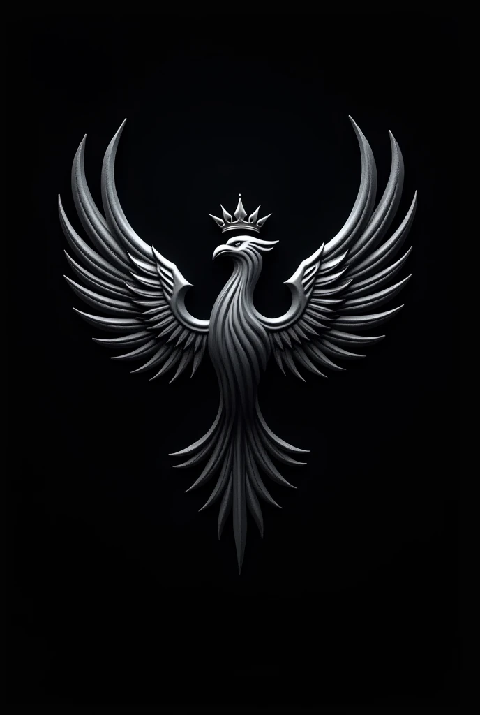 logo for youtube channel with a black phoenix with a black crown, with animated black background