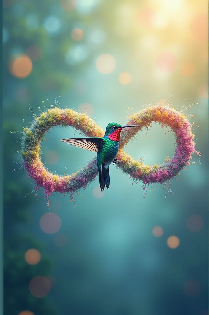 Horizontal infinity symbol with hummingbird