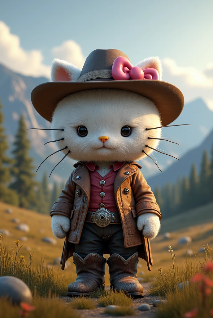 Hello kitty dressed as less realistic arthur morgan