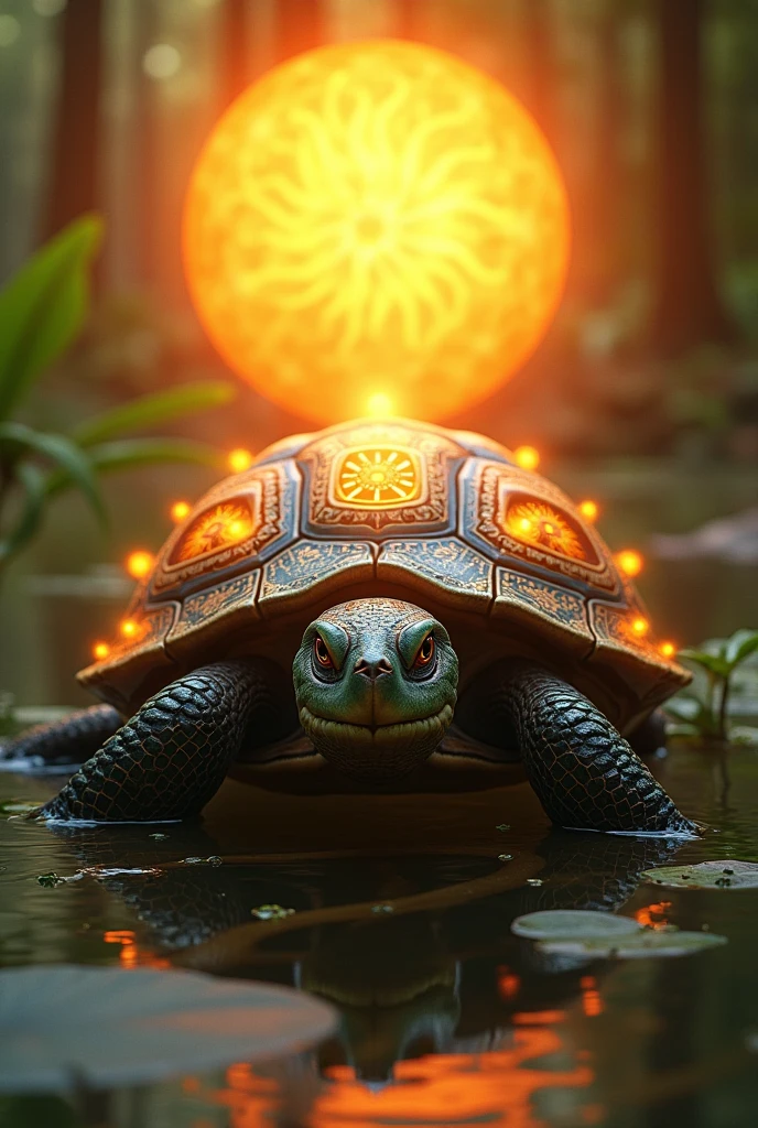 Combination of sun and turtle