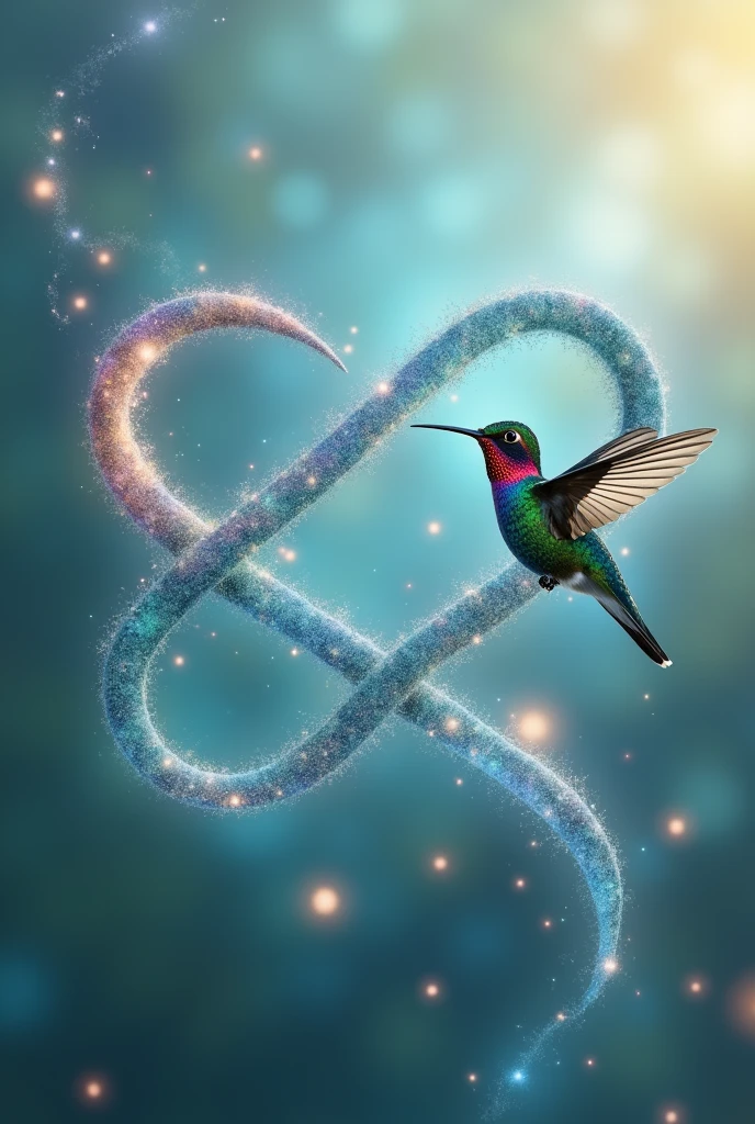 Horizontal infinity symbol with hummingbird at the end