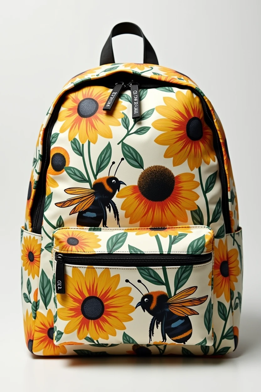 backpack with print of pollinating animals
