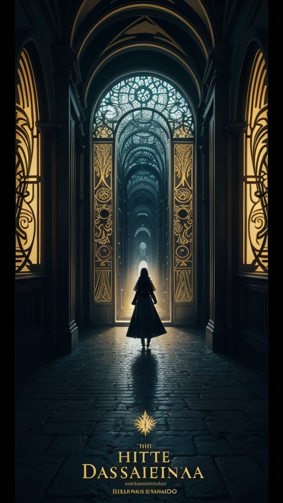 Design a book cover with the title 'Escapando do Labirinto: Descubra como transformar seus desafios em oportunidades de crescimento.' The cover should feature a dark, intricate maze viewed from above, symbolizing life's challenges. At the center, a stylized or silhouetted human figure is seen walking confidently towards the maze's exit, which is illuminated with a bright, golden light, representing discovery and overcoming obstacles. The background of the maze should be in deep shades like navy blue or dark gray, contrasting with the bright exit.
The title 'Escapando do Labirinto' should be placed at the top of the cover in a bold, modern font with a light color to stand out against the dark maze. The subtitle 'Descubra como transformar seus desafios em oportunidades de crescimento' should be below the main title in a smaller, simpler font. Subtle growth elements like small vines or leaves could be added near the maze's exit to symbolize the opportunities that arise from overcoming challenges. The overall tone of the cover should be one of challenge, hope, and achievement.