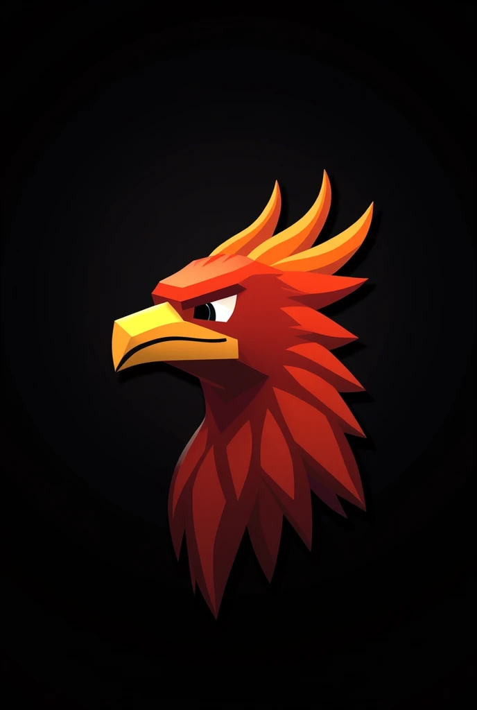 image of just a minecraft head with a phoenix skin on a black background