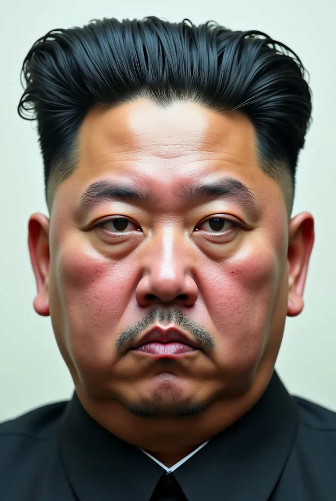 Kim Jong-un, the North Korean leader, is known for his distinctive appearance: a round face, a distinctive haircut with shaved sides and longer hair on top, and a stocky build. He is often seen in public wearing suits or military-style attire, which adds to his authoritative image. ,original,Kim Jong-un, the North Korean leader, is known for his distinctive appearance: a round face, a distinctive haircut with shaved sides and longer hair on top, and a stocky build. He is often seen in public wearing suits or military-style attire, which adds to his authoritative image. ,close up, face