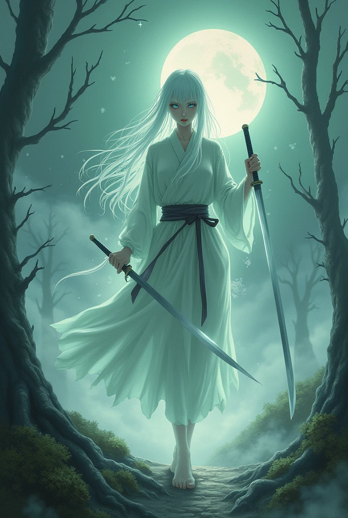 Create 2d anime swordsman character image with old graphics that matches the name ghost