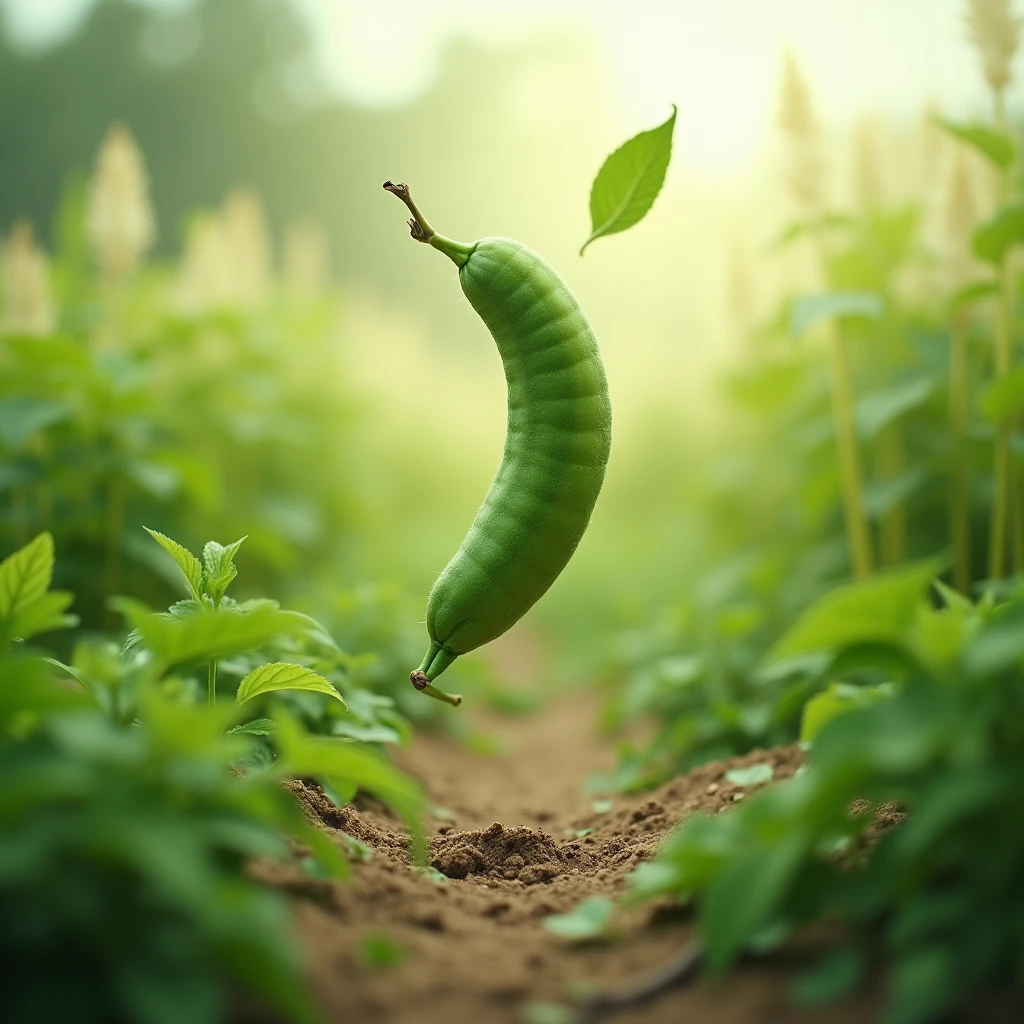Image of green soybeans jumping