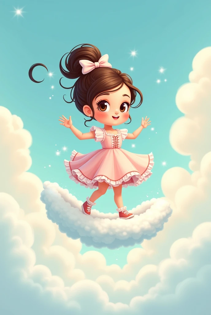 Prissy girl cartoon cloud walking