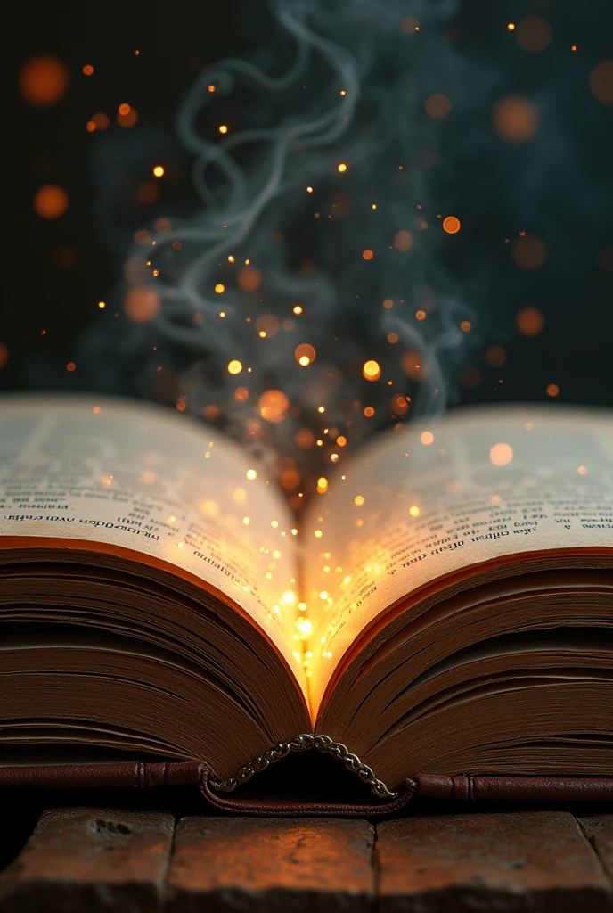 A book opened in half and from inside comes a magical story