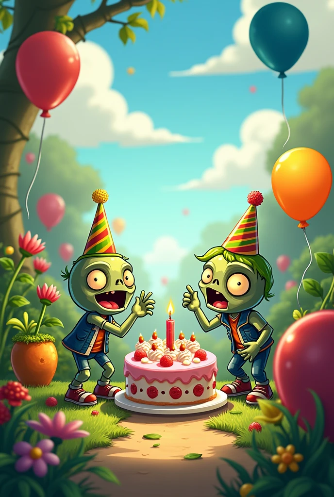 Image of plants vs zombie saying Happy Birthday EITHAN