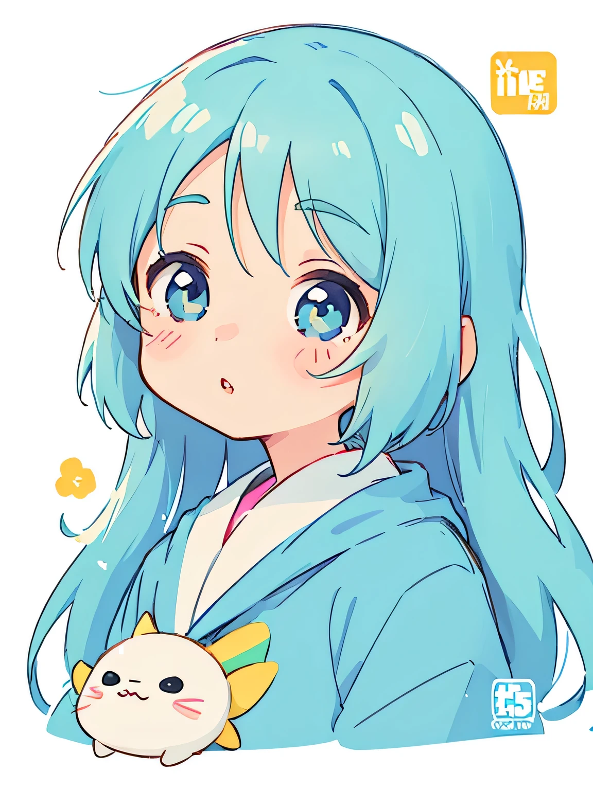 Hayao Miyazaki pastel color style, Simple Line Initialism，Abstract art，(((The most beautiful girl of all time))), chibi, Sweet face. Lips in love, colorful hearts, (((logo design)))