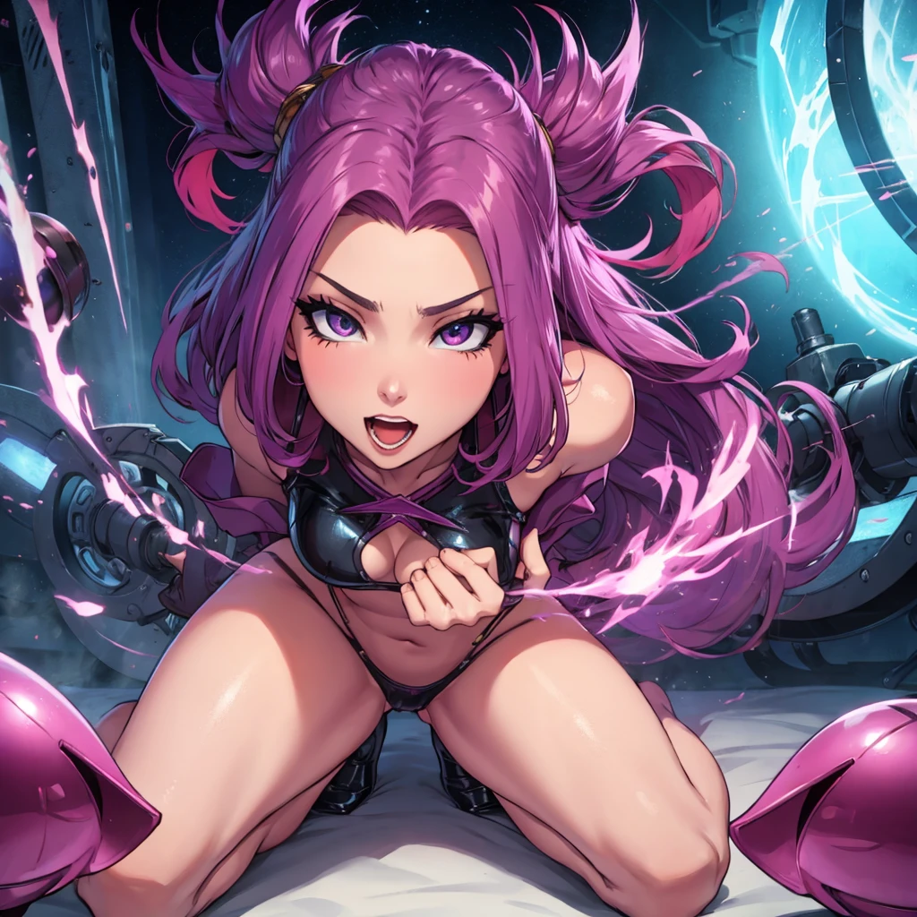 Blowjob, kai'sa league of legends, on all fours, latex lingerie, ejaculate, cum, lewd, horny face
