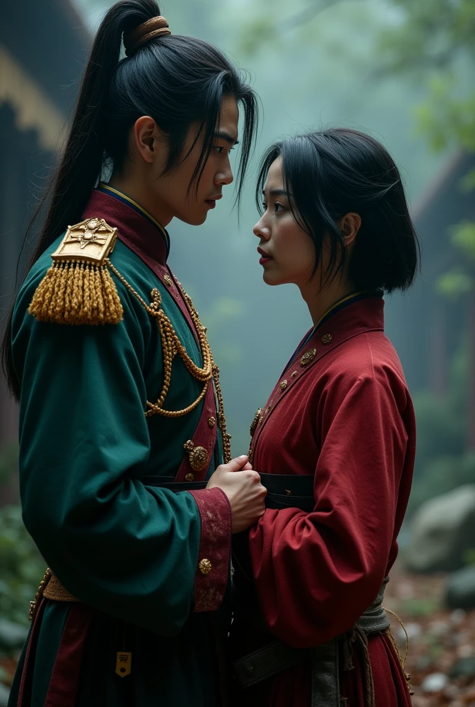 dark fantasy,Captain Li Shang , live action mulan,actor Kento Yamazaki 23 years old,mulan short hair actress Mirei Kiritani,holding captain li shang's hand