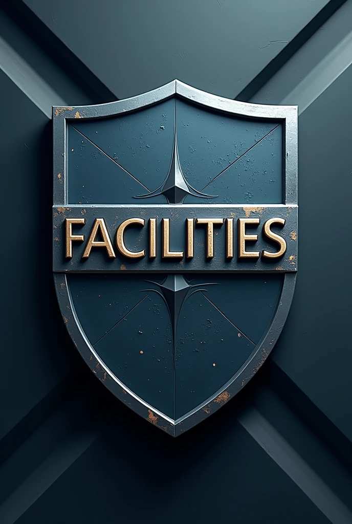 A design of a football shield that says facilities 