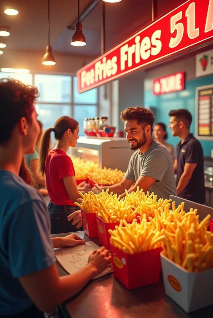 Portion of French fries retail trade