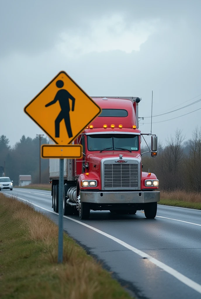 truck respecting a traffic sign