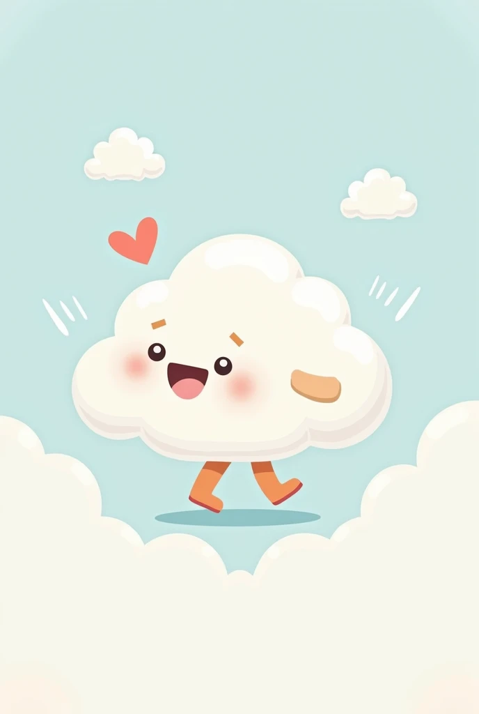 A cartoon cloud that’s a girl walking clipart style