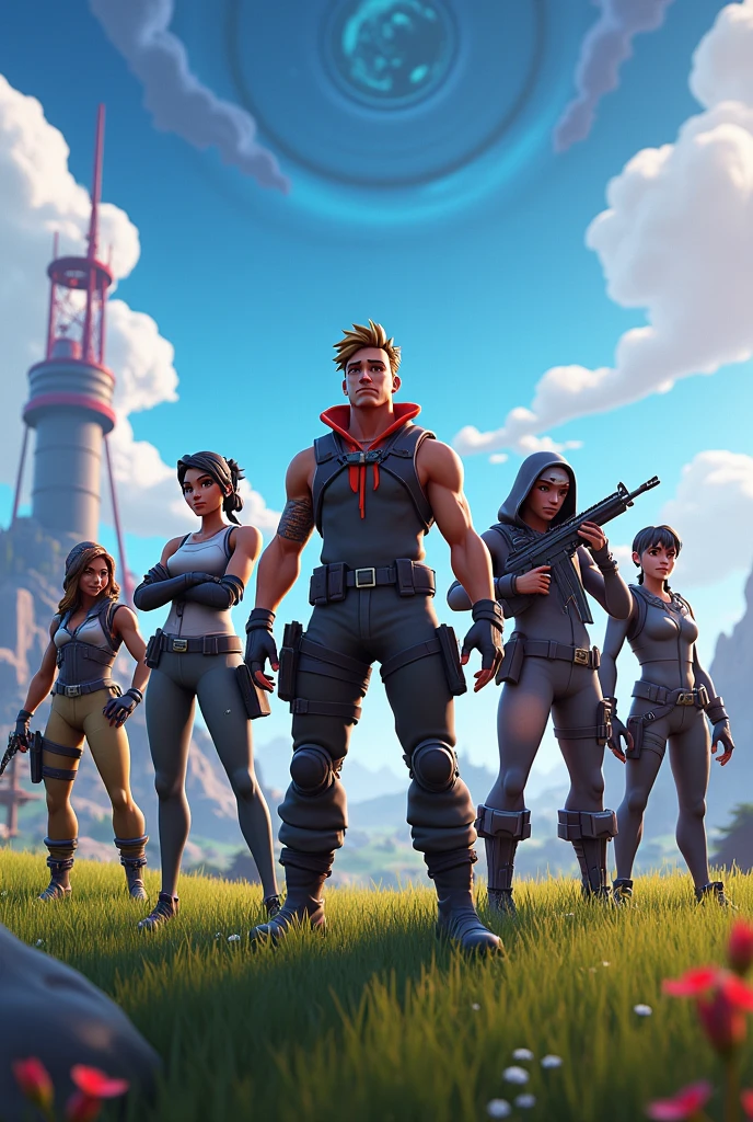 Image with characters from the game Fortnite and the name Jhowdjs appearing