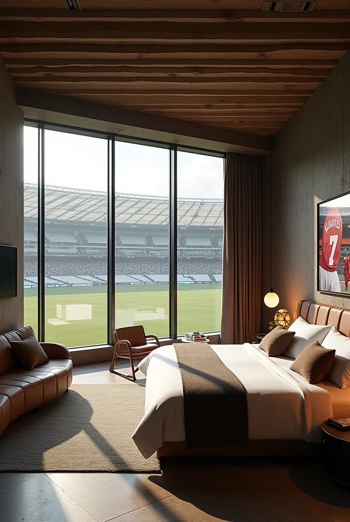 Rugby stadium-inspired hotel room