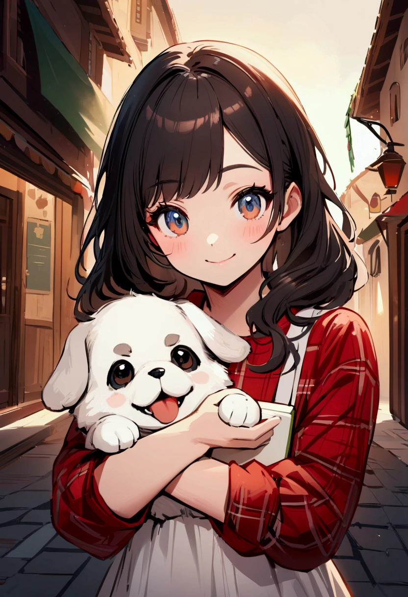 Cute puppy. Beautiful puppy. Adorable puppy. Portrait of a woman in a white dress, holding a book with delicate hands, expressing beauty and strength. Detailed portrait of an indigenous woman in cartoon style, with beautiful eyes, quick brushstrokes and vibrant colors. Cute puppy. Beautiful puppy. Masterpiece of a cute puppy, with red and white fur. Italian girl posing, detailed face, dark hair, athletic body, wearing red flannel and jeans. Soft hair, happy smile, cute Italian.