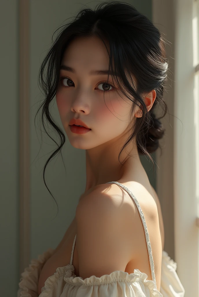 A Asian girl, with beautiful curves.