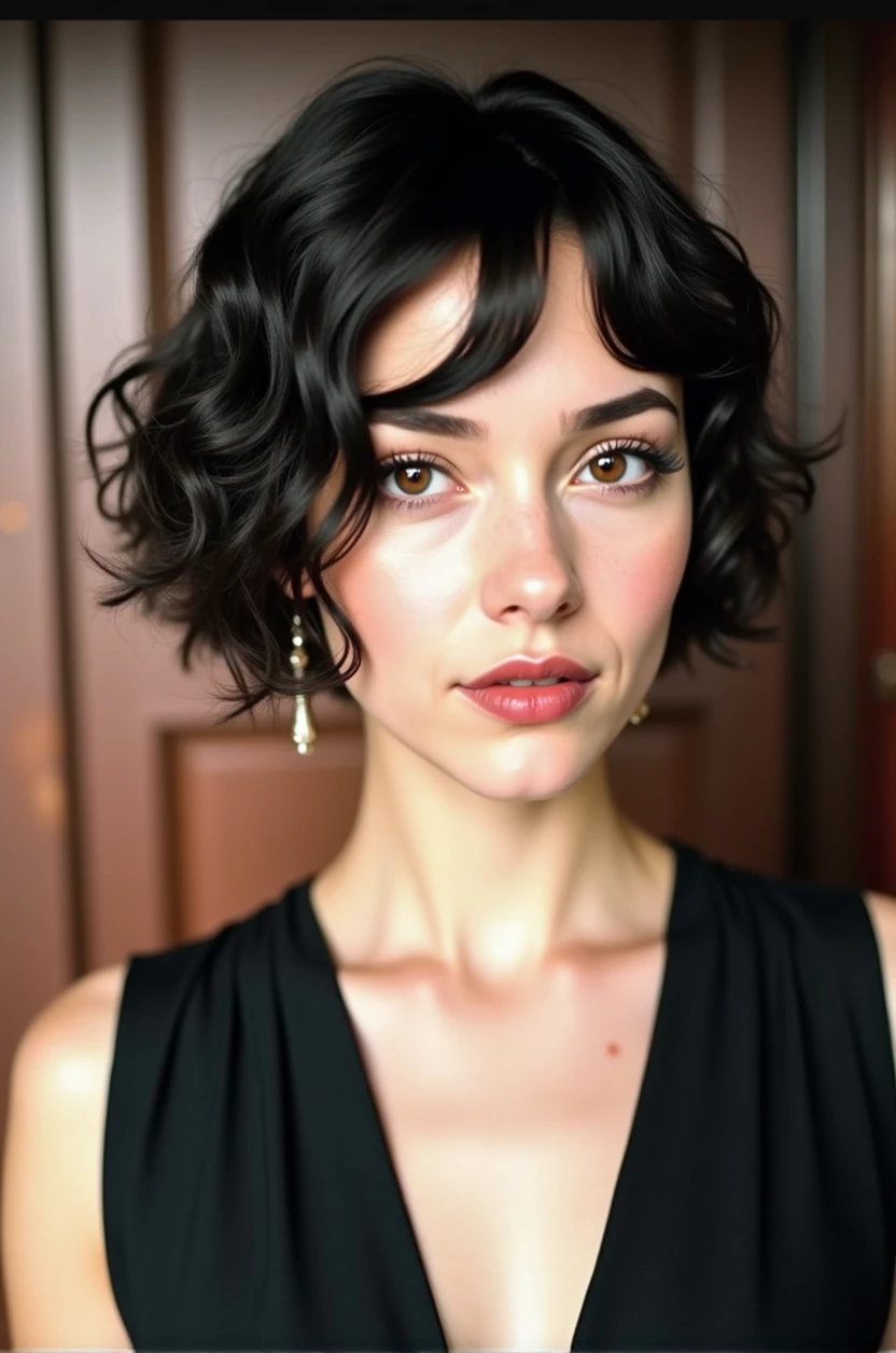 22 yrs Beautiful woman, short hair, right hair part, side of head shaved, side shave, Flowing pastel sleeveless gown, (close-up, editorial photograph), [[Wide-angle photo]], full body portrait, by lee jeffries, nikon d850, film stock photograph, 4 kodak portra 400, camera f1.6 lens, rich colors, hyper realistic, lifelike texture, dramatic lighting, velvia 50, eye contact, faint smile, , short wavy hair, very short wavy hair, shaved nape, shaved undercut, side shave, soft makeup, Dark Hazel eyes, Eye contact, pretty young woman in her 20's,
