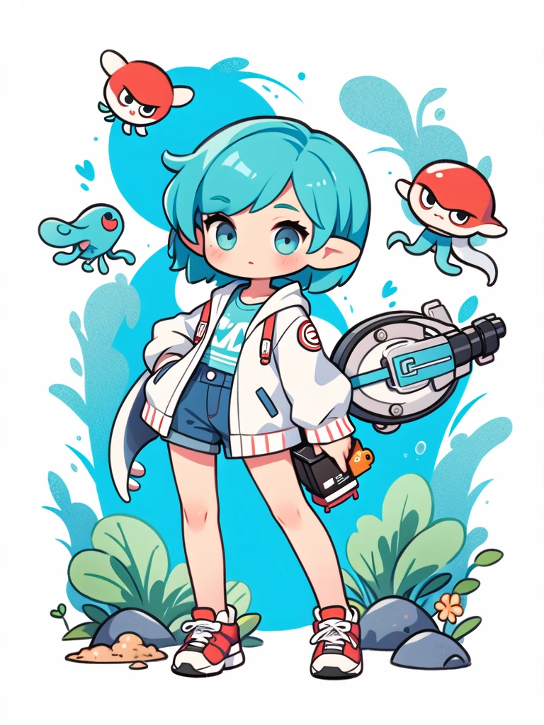 woman, short hair, squid