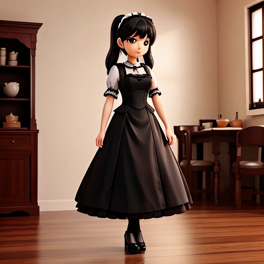 Maid adult woman、whole body、Black maid outfit、tall