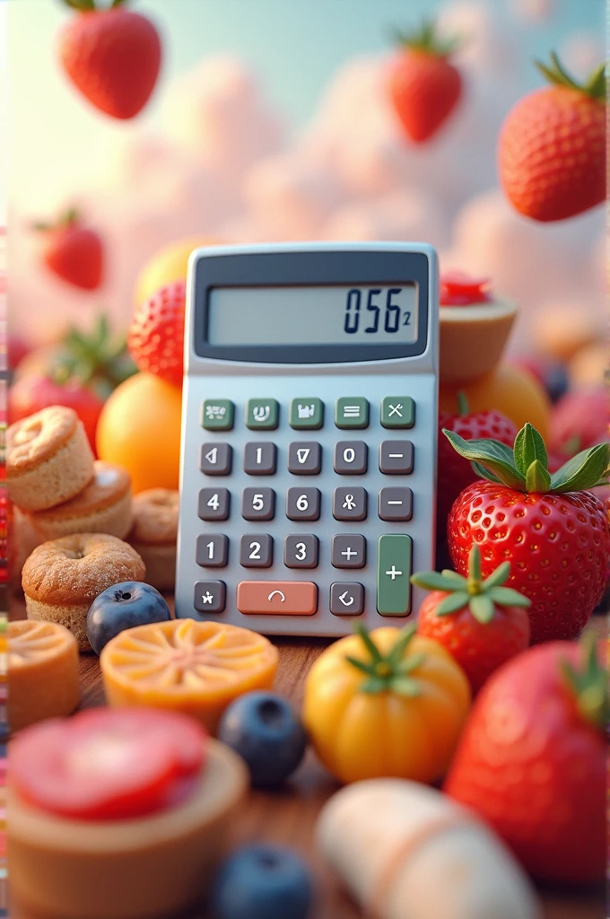 IMAGE OF CALCULATOR with food 