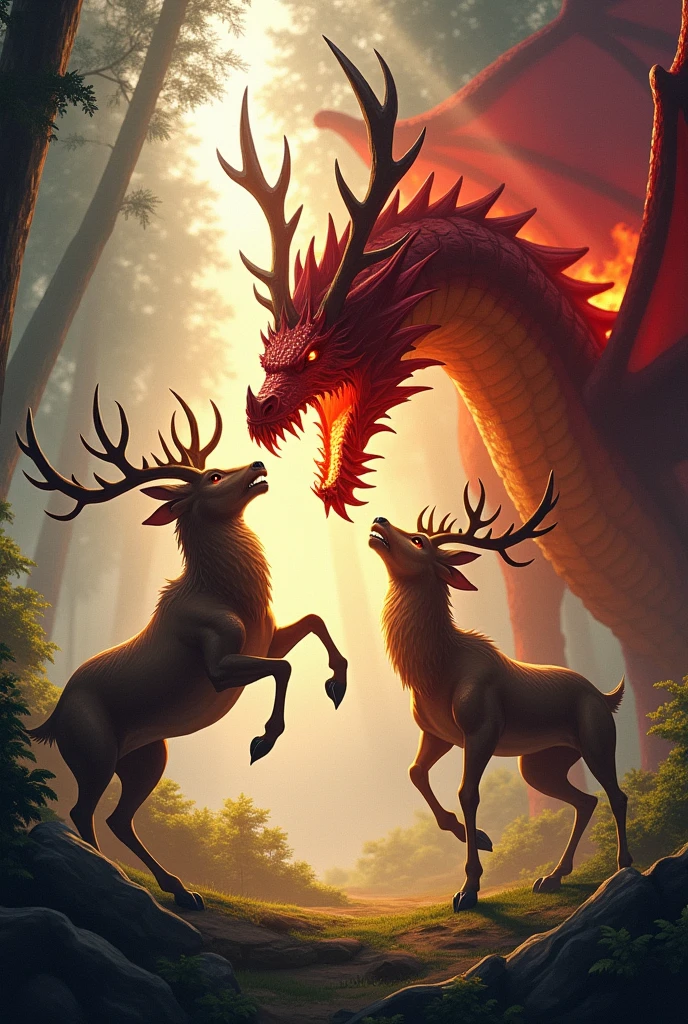 Can you make me a poster that says the words deer vs red dragons?