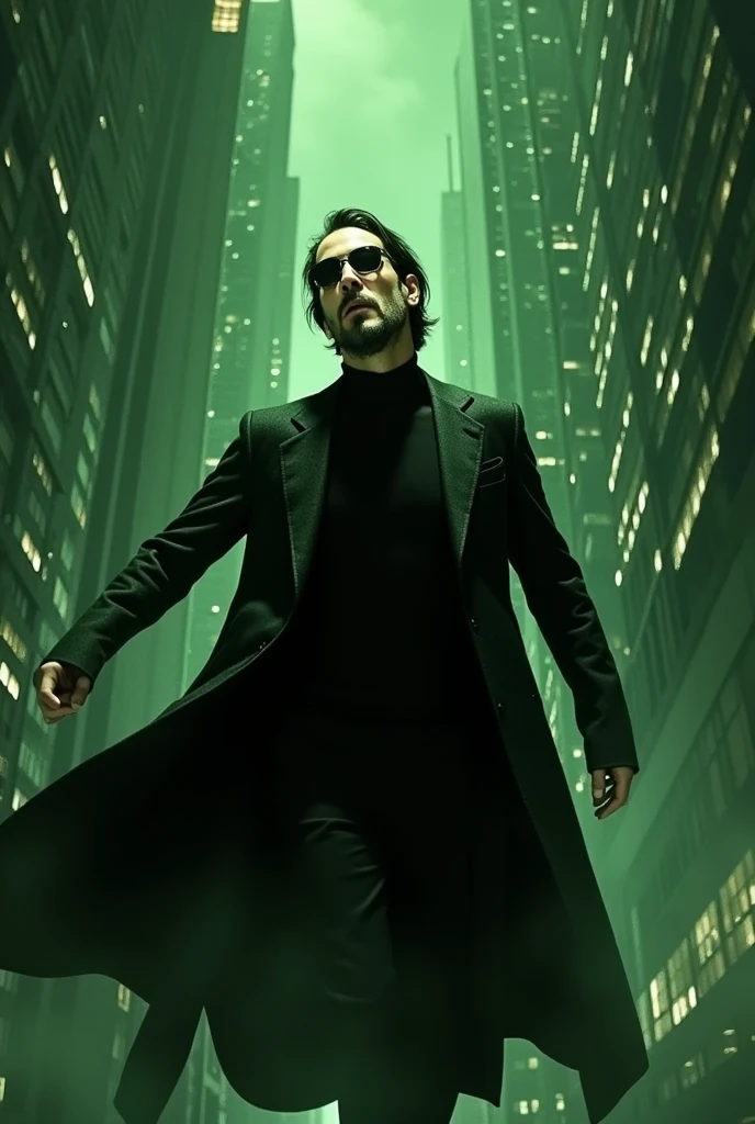 Keanu Reeves Soars to the Sky in The Matrix