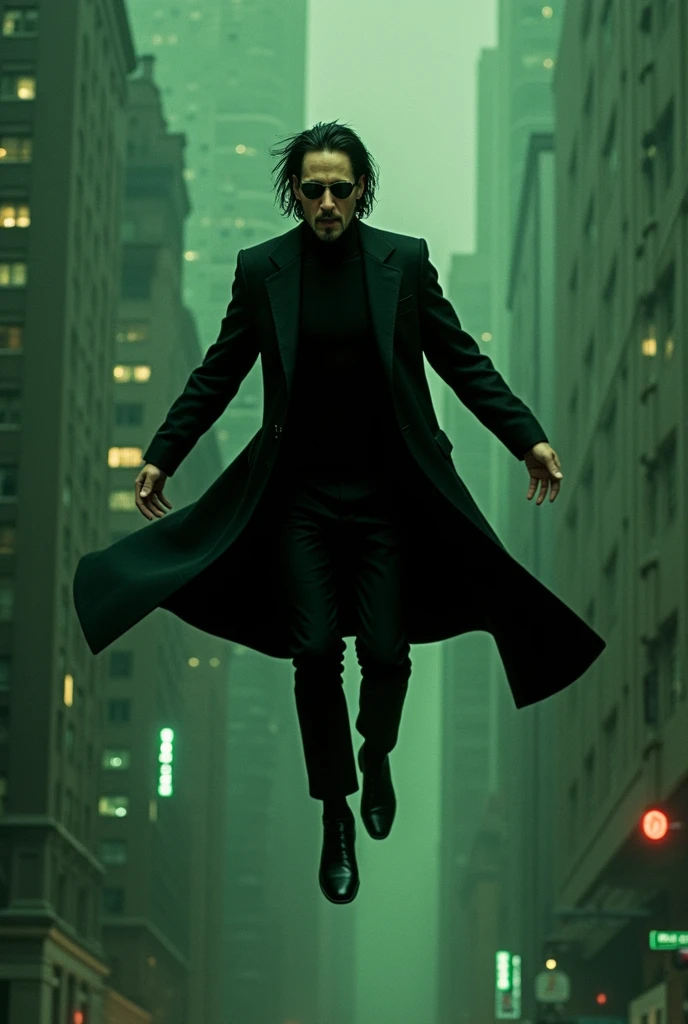 Keanu Reeves Soars to the Sky in The Matrix