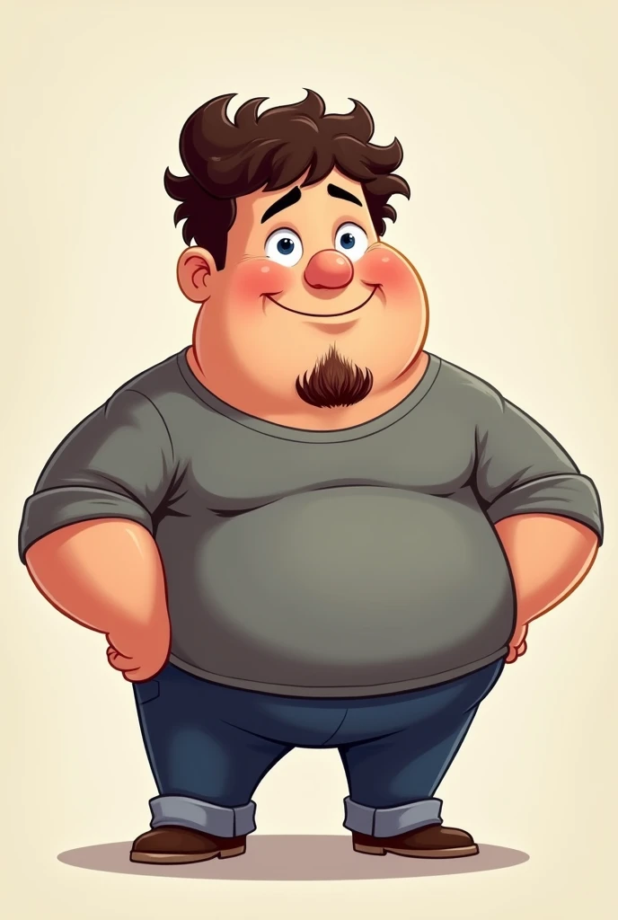Dad, plump guy, strong guy, Cartoon Cute,funny style, chibi style, high detailed, highest quality, masterpiece, dark brown hair, curly hair, blue eyes, shoulder length hair, guy, male, daddy, dad,
