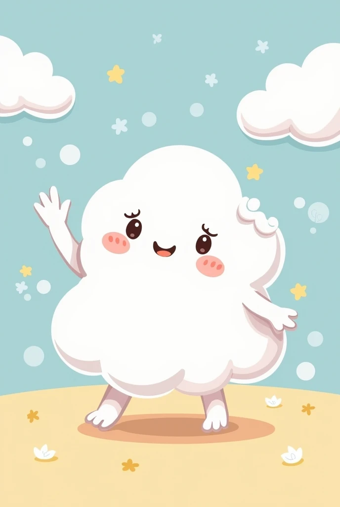 A cartoon cloud that’s a girl walking an waveing clipart style
