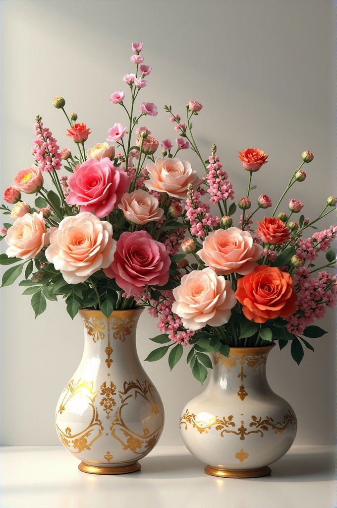 Vases full of flowers