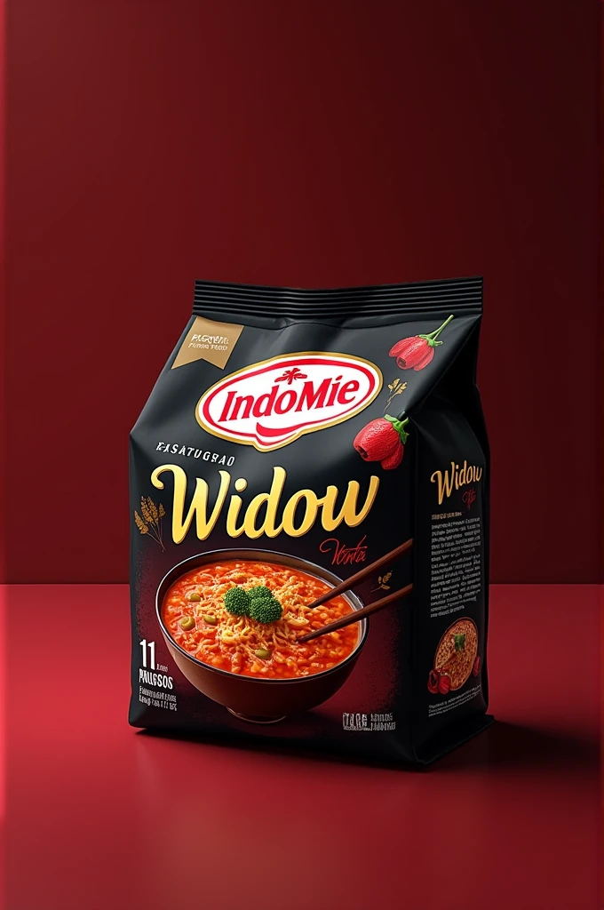 Make a picture of the packaging of Indomie widow flavor