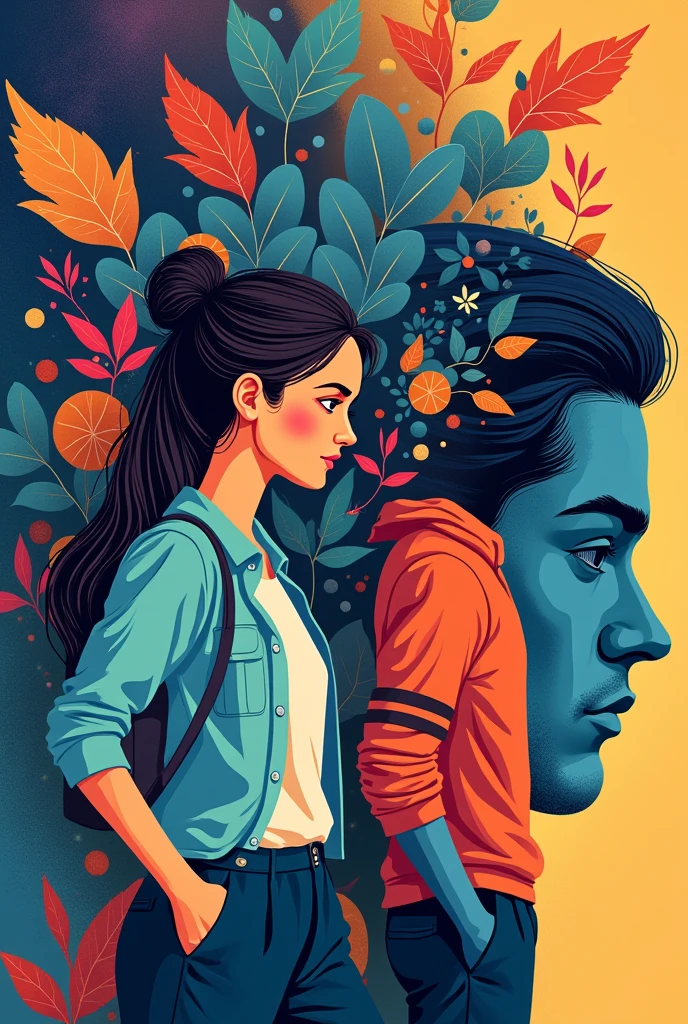 Could you create a creative and eye-catching image about economics where a young woman and a young man appear?