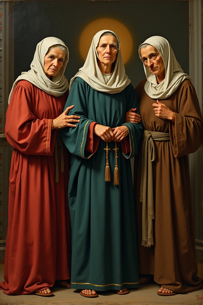 An image of 4 saints 3 elderly women and an adult man