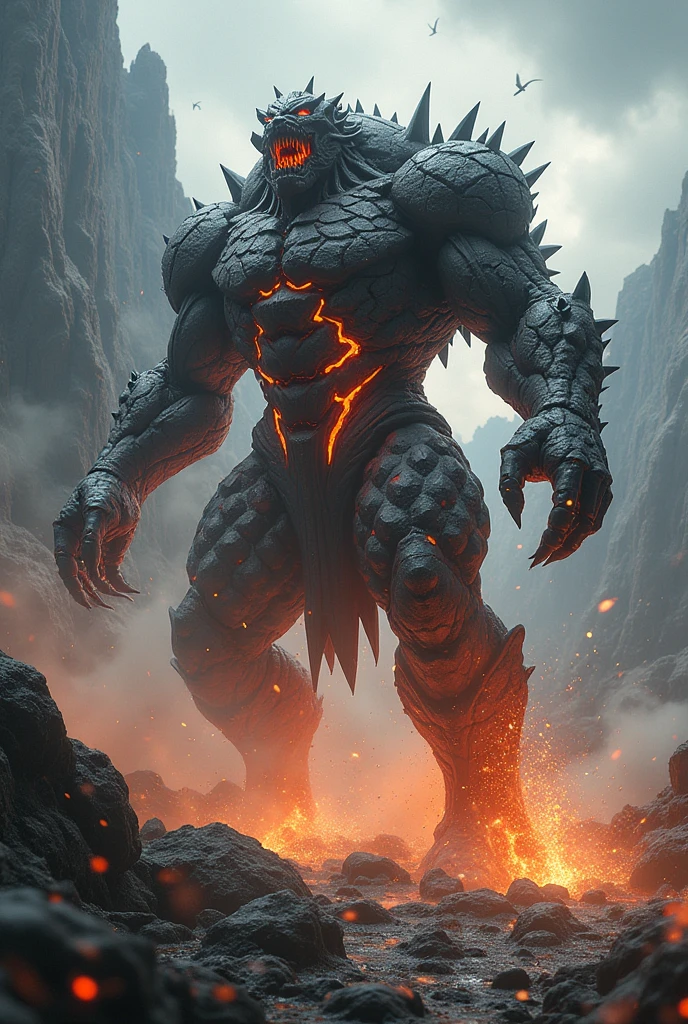 The rock fighting monster