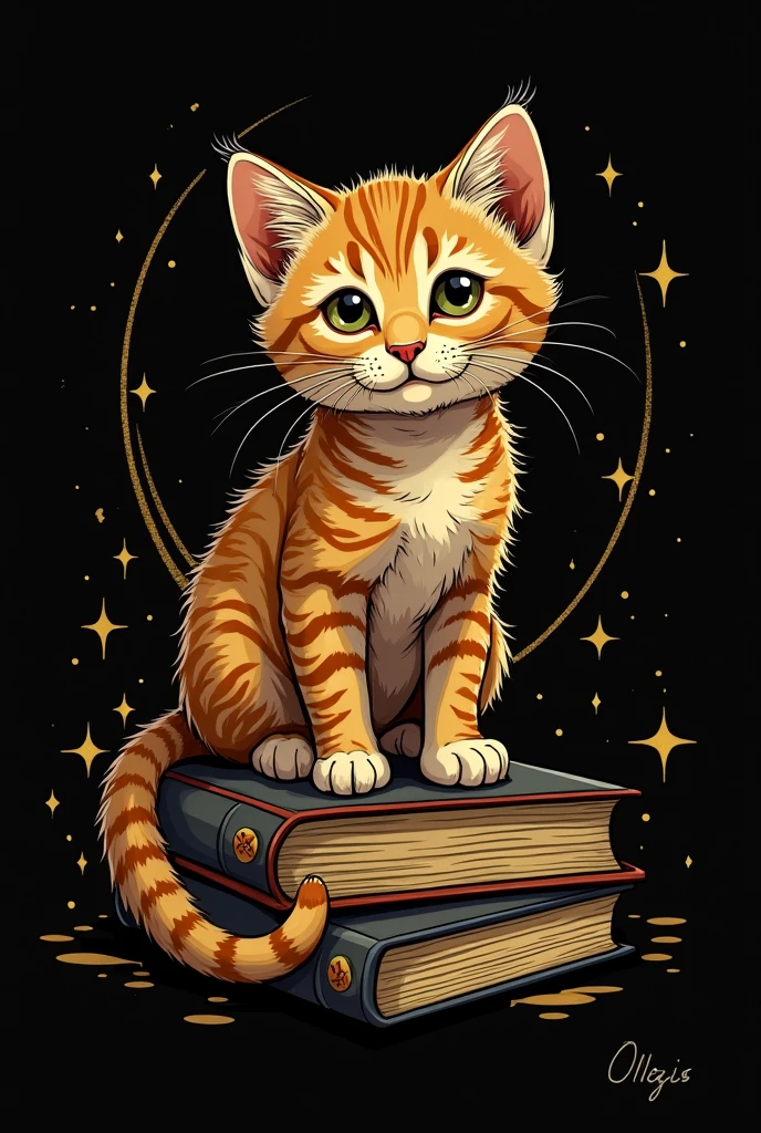 golden logo with a kitten: the army of books