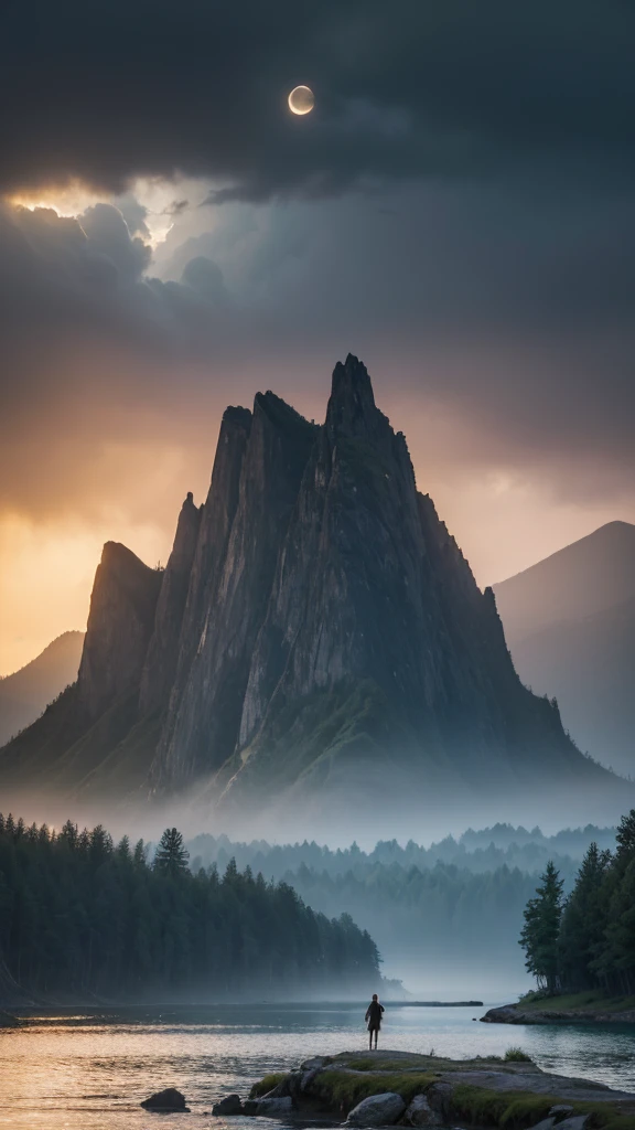 photo RAW,(spring,mountains and a storm lake with a moon in the sky, old wooden slab home, 4k highly detailed digital art, 4 k hd wallpaper very detailed, impressive fantasy landscape, sci-fi fantasy desktop wallpaper, 4k wallpaper, 4k detailed hdr photography, sci-fi fantasy wallpaper, epic dreamlike fantasy landscape, 4k hd matte, 8k,Realistic, realism, hd, 35mm photograph, 8k), masterpiece, award winning photography, natural light, perfect composition, high detail, hyper realistic, (composition centering, conceptual photography)