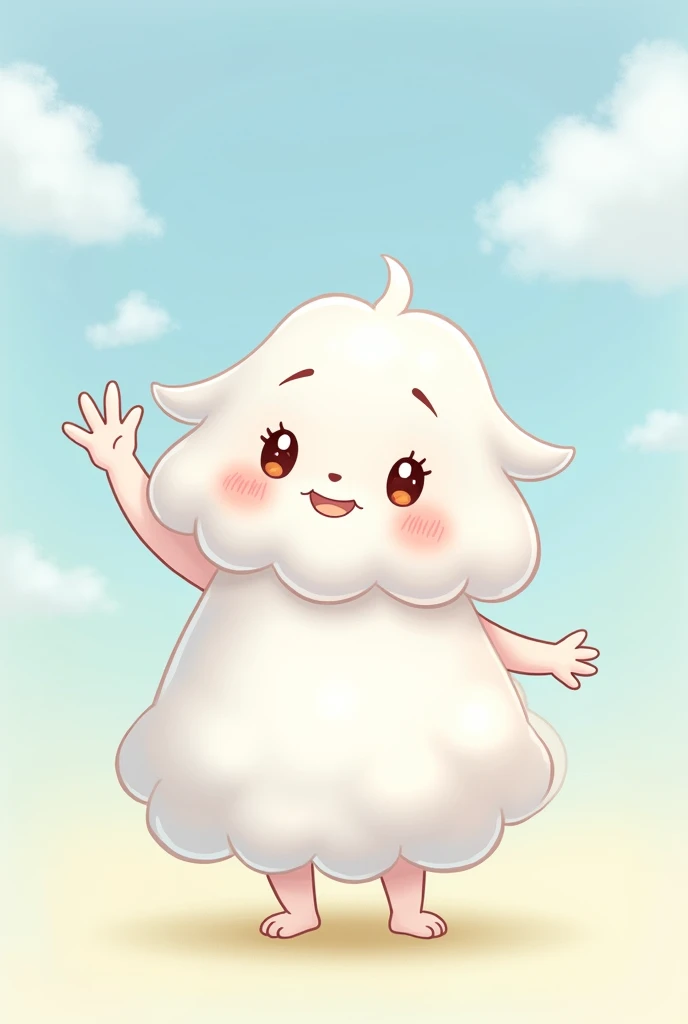 A cartoon cloud that’s a girl walking an waveing clipart style 