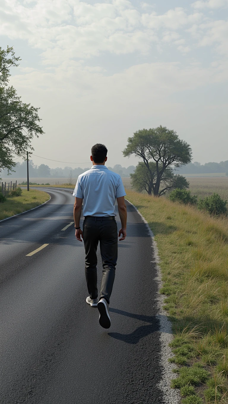[Core Concept] A person taking a step forward, moving with purpose and determination.

[Character Description] A human figure, standing upright with a strong, confident posture. Their expression is focused, eyes fixed ahead as they take a step forward.

[Environment/Background] The scene is set against a plain, minimalist backdrop, allowing the figure's movement to take center stage.

[Style and Atmosphere] The image has a clean, elegant aesthetic, with a sense of simplicity and directness in its execution.

[Composition] The figure is positioned in the center of the frame, their forward stride occupying the majority of the composition.

[Details and Embellishments] Subtle details, such as the folds of clothing or the positioning of the figure's limbs, add depth and a sense of dynamism to the scene.

[Technical Specifications] The image is rendered in a high-resolution, photorealistic style, with attention paid to accurate anatomy and a seamless, naturalistic depiction of the figure's movement.