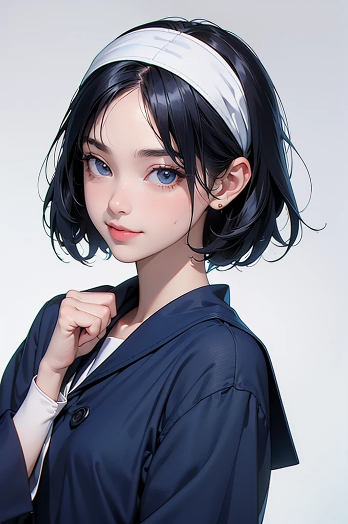 (Highly detailed CG Unity 8k), (Highest quality),(Very detailed),(超High resolution), (Beautiful Eyes), (Detailed facial features), (Detailed characteristics of the garment), High resolution, 8k resolution, Navy blue sailor suit, High school girl in sailor suit, Dark Blue Skirt, Anime 2D Rendering, smile, Black Hair, (((Navy blue sailor suit))), Black Stockings, (((School Scene))), (((Small face))), Bobcut, ((White headband)), (Transparent Background),
