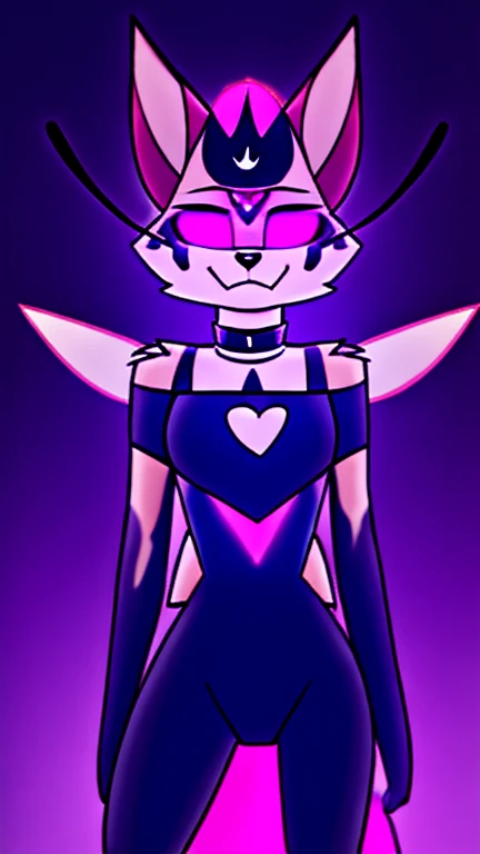 Queen Bee hellhound standing, using a black latex suit, and a black techno collar, hypnotized with glowing purple eyes without iris or pupils, growling, with military weapons