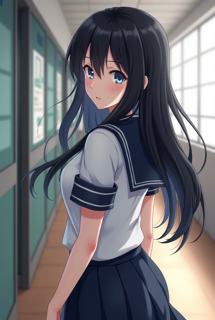 A mature woman with long black hair in a sailor uniform turns around to look at me.、While peering「I&#39;ll be waiting for you at high school」Saying this, he cheerfully runs off.